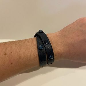 Tory Burch Navy Wrap Bracelet with Studs